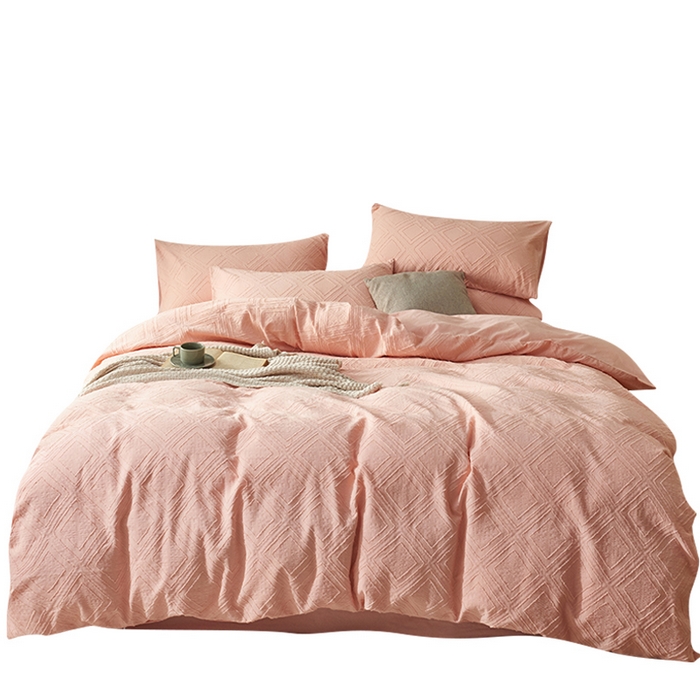 91家纺网 家纺一手货源 找家纺 贝尔 PELLHOME 日式北欧民宿大剪花水洗棉全棉四件套场景一（春节不打烊)（可抖音代发） 心粉