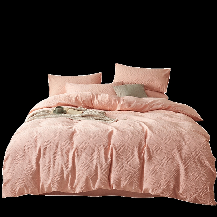 91家纺网 家纺一手货源 找家纺 贝尔 PELLHOME 日式北欧民宿大剪花水洗棉全棉四件套场景一（春节不打烊)（可抖音代发） 心粉