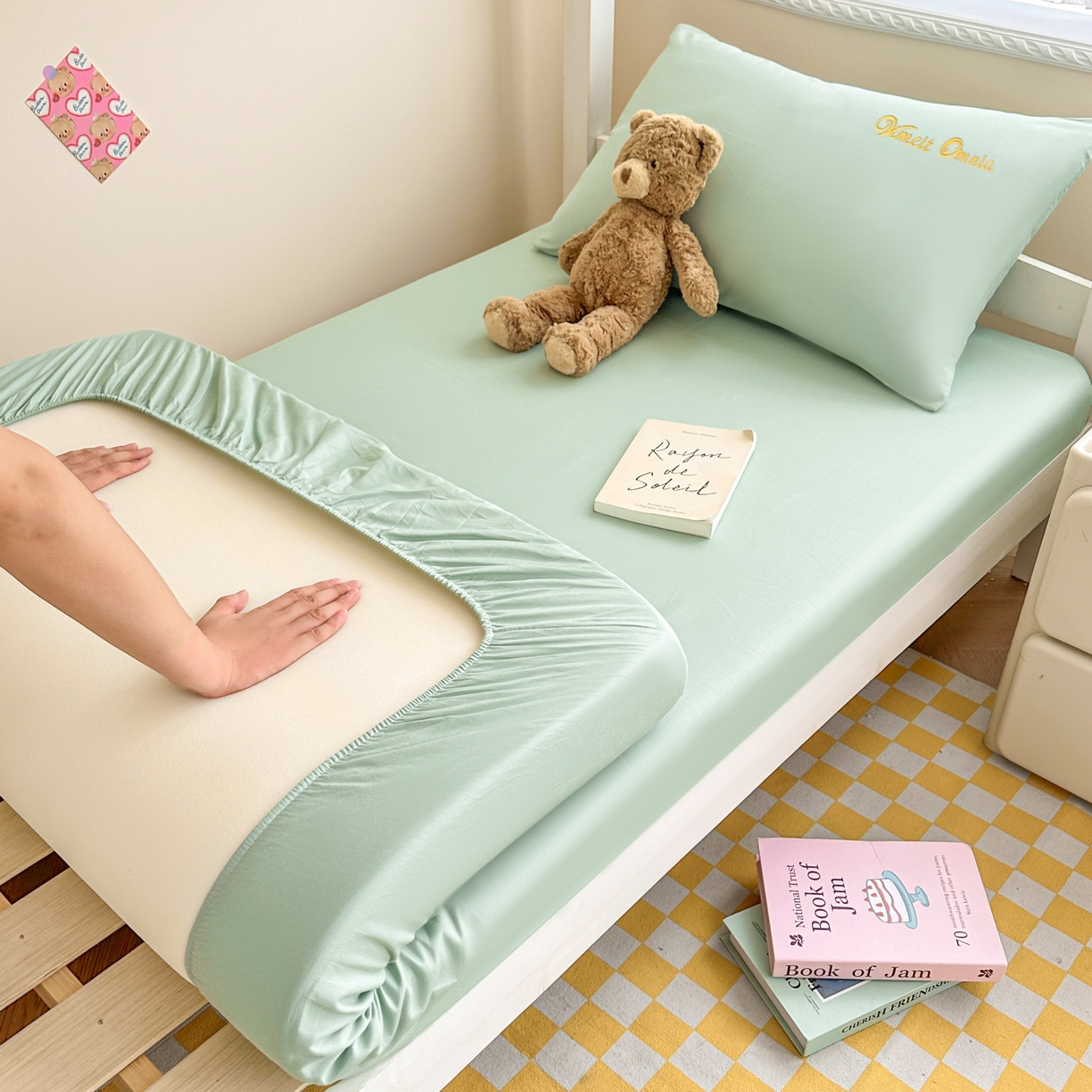 摩妮卡 2025新款学生床笠上下铺全棉床笠三件套 薄荷绿
