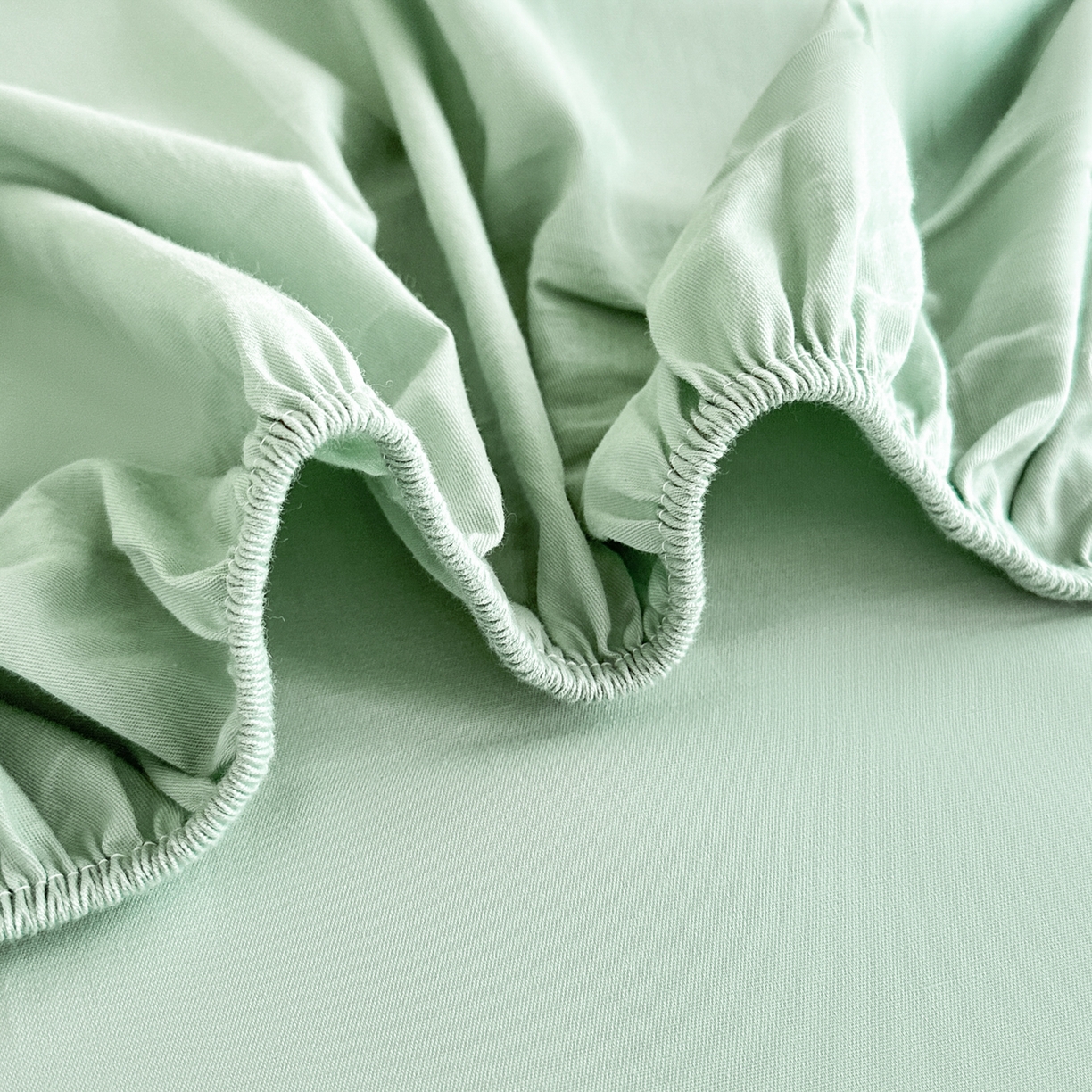 91家纺网 家纺一手货源 找家纺 摩妮卡 2025新款学生床笠上下铺全棉床笠三件套 薄荷绿