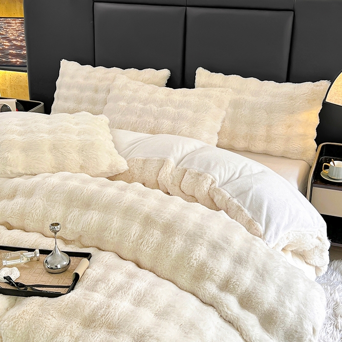 91家纺网 家纺一手货源 找家纺 （总）金爱家 2025新品全消光牛奶绒A类纯色獭兔毛绒立体牛奶绒四件套