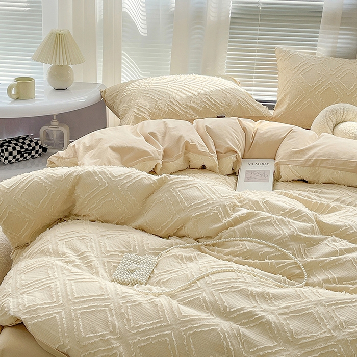 91家纺网 家纺一手货源 找家纺 贝尔 PELLHOME 日式北欧民宿大剪花水洗棉全棉四件套场景一（春节不打烊)（可抖音代发） 杏仁色