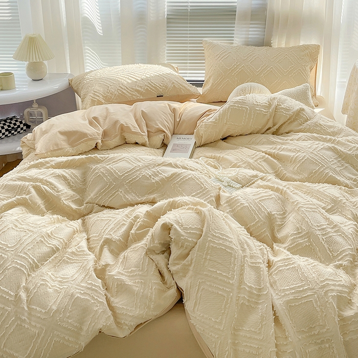 91家纺网 家纺一手货源 找家纺 贝尔 PELLHOME 日式北欧民宿大剪花水洗棉全棉四件套场景一（春节不打烊)（可抖音代发） 杏仁色