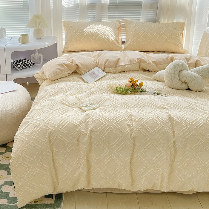 91家纺网 家纺一手货源 找家纺 贝尔 PELLHOME 日式北欧民宿大剪花水洗棉全棉四件套场景一（春节不打烊)（可抖音代发） 杏仁色