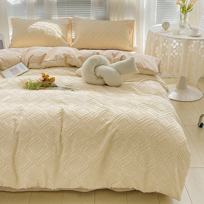 91家纺网 家纺一手货源 找家纺 贝尔 PELLHOME 日式北欧民宿大剪花水洗棉全棉四件套场景一（春节不打烊)（可抖音代发） 杏仁色