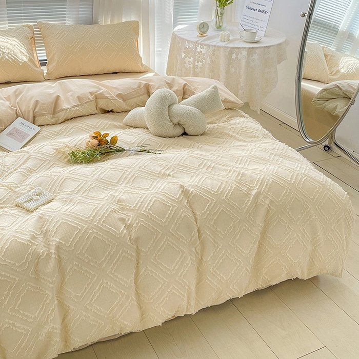 91家纺网 家纺一手货源 找家纺 贝尔 PELLHOME 日式北欧民宿大剪花水洗棉全棉四件套场景一（春节不打烊)（可抖音代发） 杏仁色