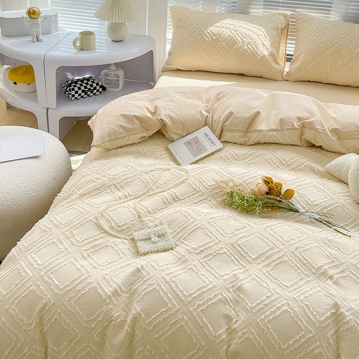 91家纺网 家纺一手货源 找家纺 贝尔 PELLHOME 日式北欧民宿大剪花水洗棉全棉四件套场景一（春节不打烊)（可抖音代发） 杏仁色