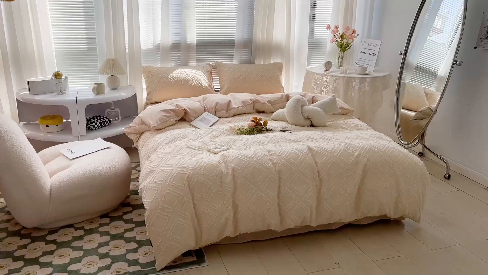 91家纺网 家纺一手货源 找家纺 贝尔 PELLHOME 日式北欧民宿大剪花水洗棉全棉四件套场景一（春节不打烊)（可抖音代发） 杏仁色