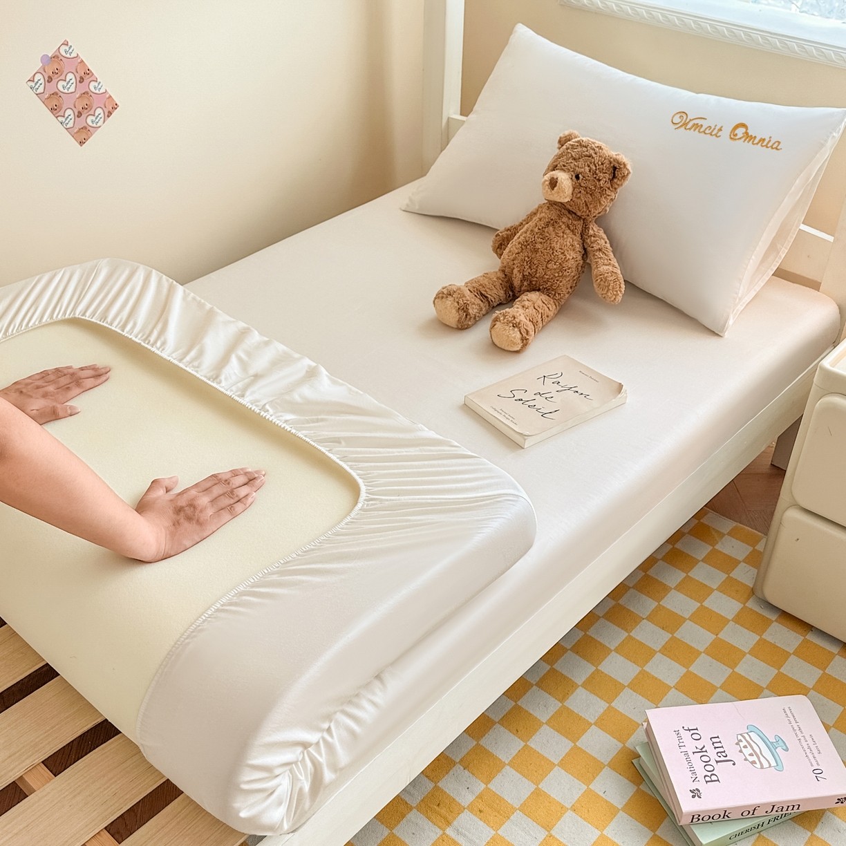 摩妮卡 2025新款学生床笠上下铺全棉床笠三件套 高贵白