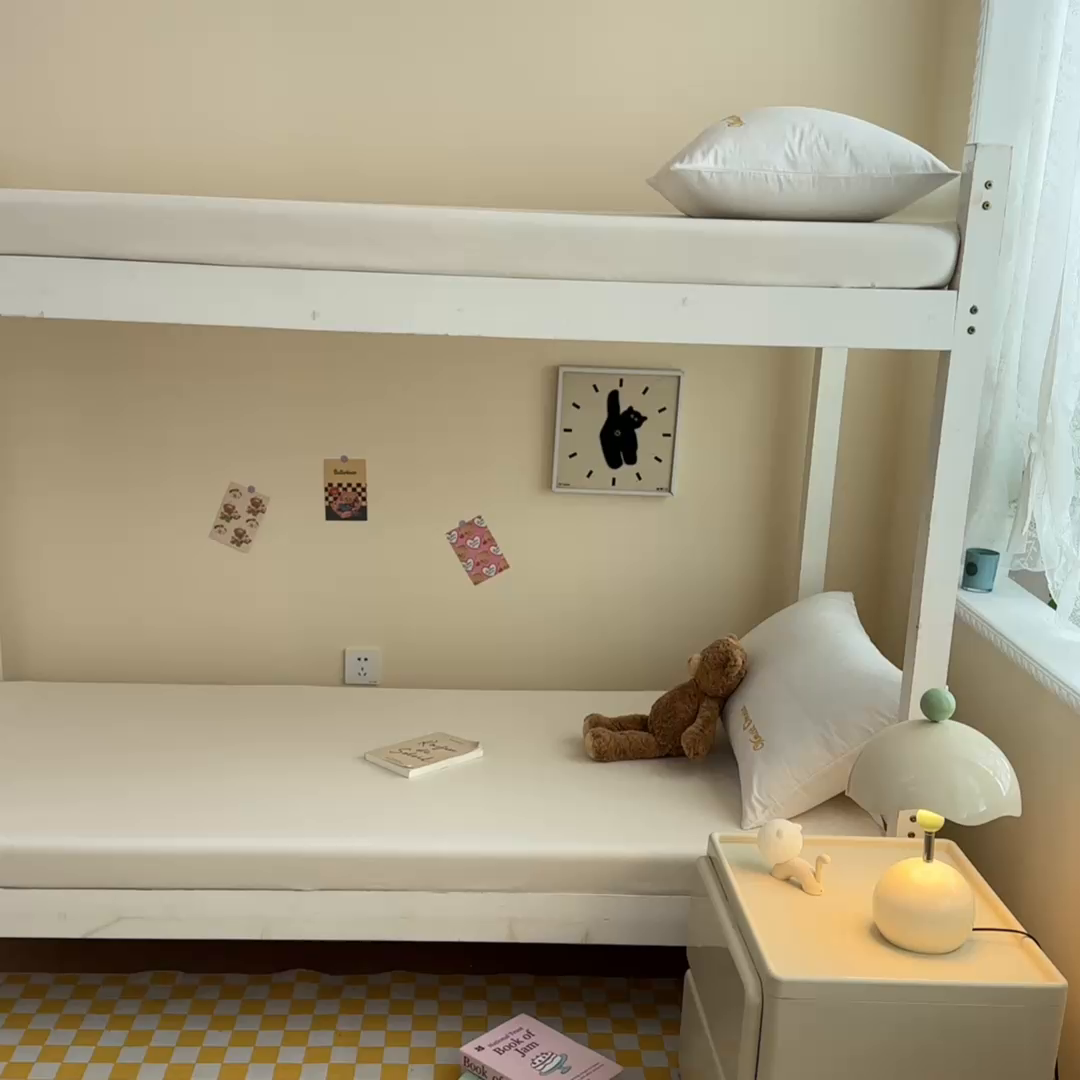 91家纺网 家纺一手货源 找家纺 摩妮卡 2025新款学生床笠上下铺全棉床笠三件套 高贵白