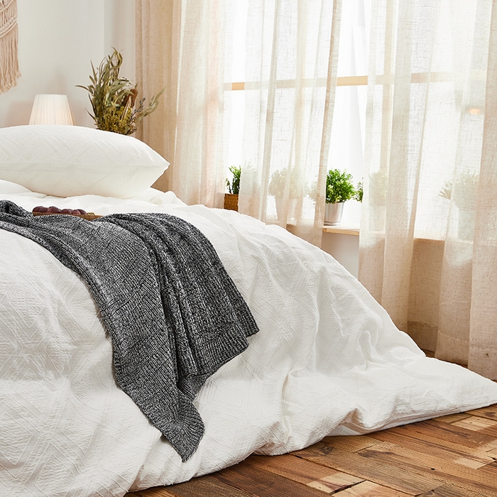 91家纺网 家纺一手货源 找家纺 （总）贝尔 PELLHOME 日式北欧民宿大剪花水洗棉全棉四件套场景二（春节不打烊)（可抖音代发）