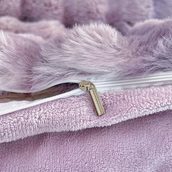 91家纺网 家纺一手货源 找家纺 金爱家 2025新品全消光牛奶绒A类纯色獭兔毛绒立体牛奶绒四件套 七彩泡泡紫