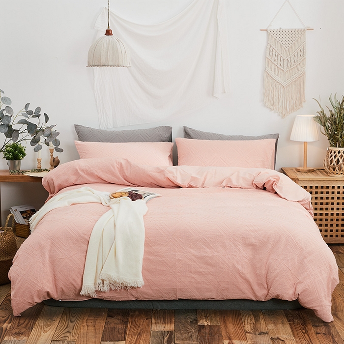 91家纺网 家纺一手货源 找家纺 （总）贝尔 PELLHOME 日式北欧民宿大剪花水洗棉全棉四件套场景二（春节不打烊)（可抖音代发）