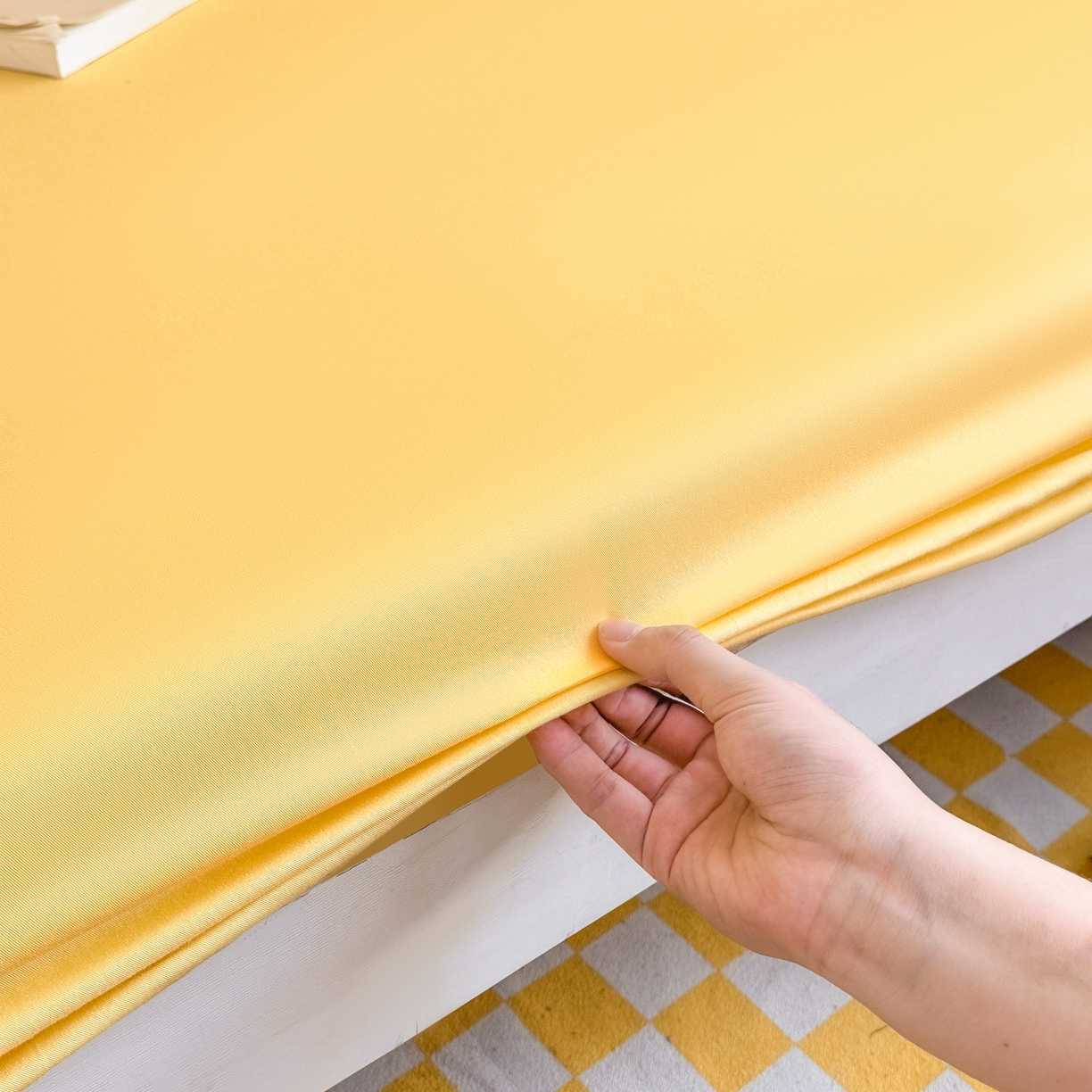 91家纺网 家纺一手货源 找家纺 摩妮卡 2025新款学生床笠上下铺全棉床笠三件套 月光黄