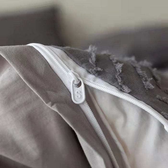 91家纺网 家纺一手货源 找家纺 贝尔 PELLHOME 日式北欧民宿大剪花水洗棉全棉四件套场景二（春节不打烊)（可抖音代发） 深灰