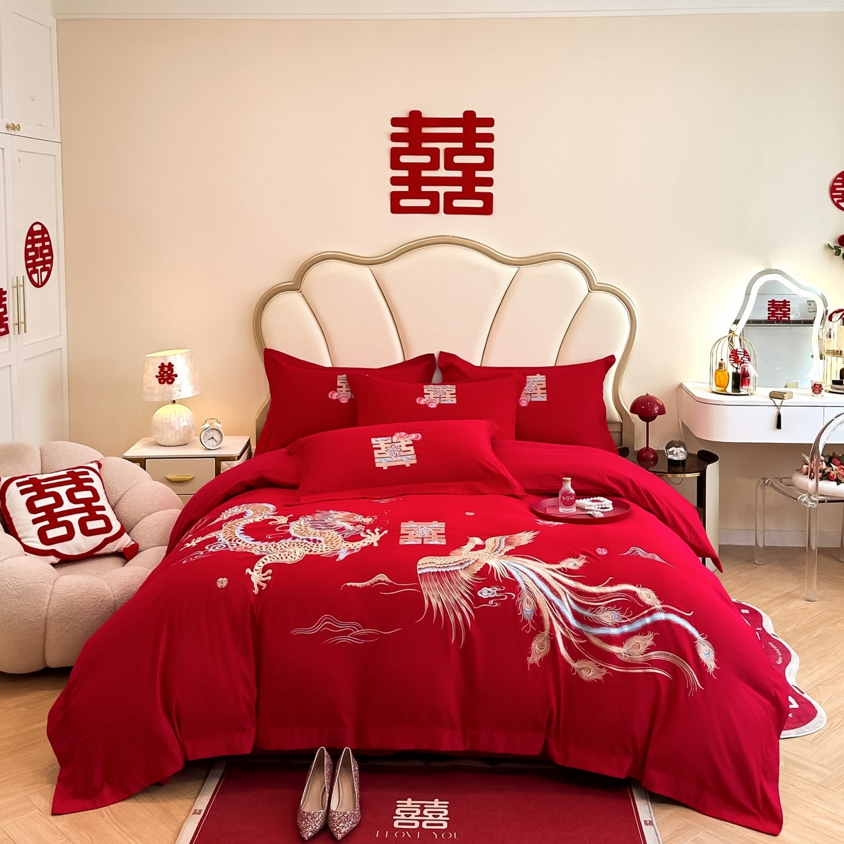 91家纺网 家纺一手货源 找家纺 （总）火麒麟家纺 2025新款亲肤棉婚庆刺绣四件套