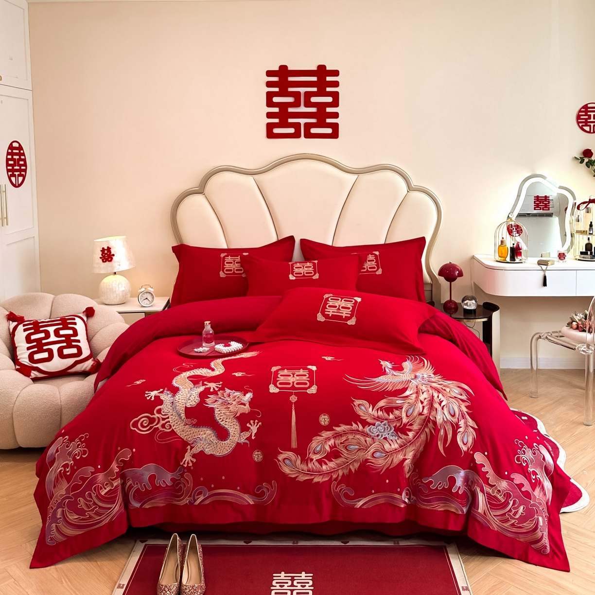 91家纺网 家纺一手货源 找家纺 （总）火麒麟家纺 2025新款亲肤棉婚庆刺绣四件套