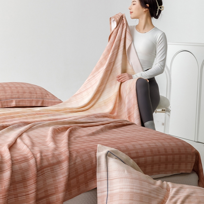 91家纺网 家纺一手货源 找家纺 贝尔 PELLHOME 竹纤维凉席三件套（可抖音代发） 梦幻桔