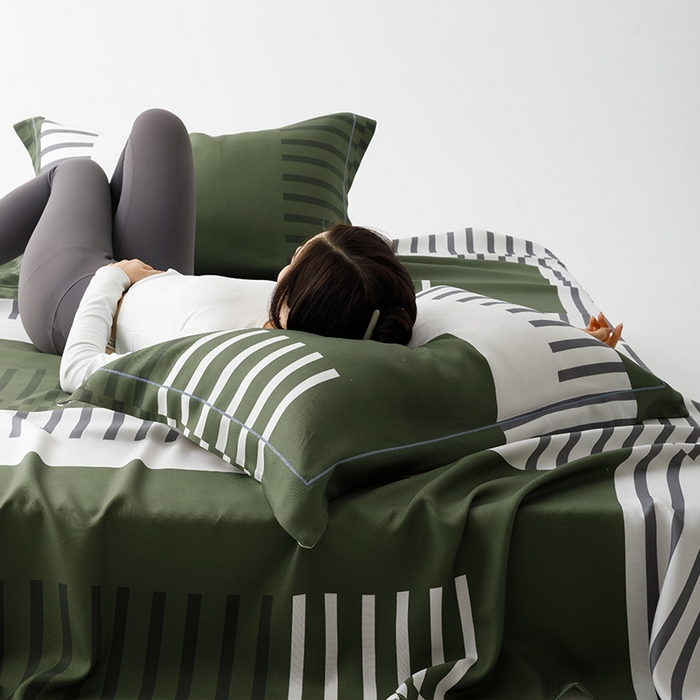 91家纺网 家纺一手货源 找家纺 贝尔 PELLHOME 竹纤维凉席三件套（可抖音代发） 传奇绿-元素果绿