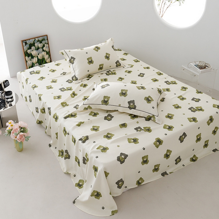 91家纺网 家纺一手货源 找家纺 贝尔 PELLHOME 竹纤维凉席三件套（可抖音代发） 熊熊乐园绿