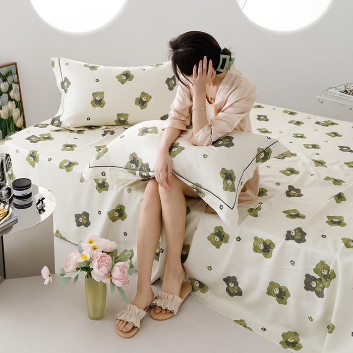 91家纺网 家纺一手货源 找家纺 贝尔 PELLHOME 竹纤维凉席三件套（可抖音代发） 熊熊乐园绿