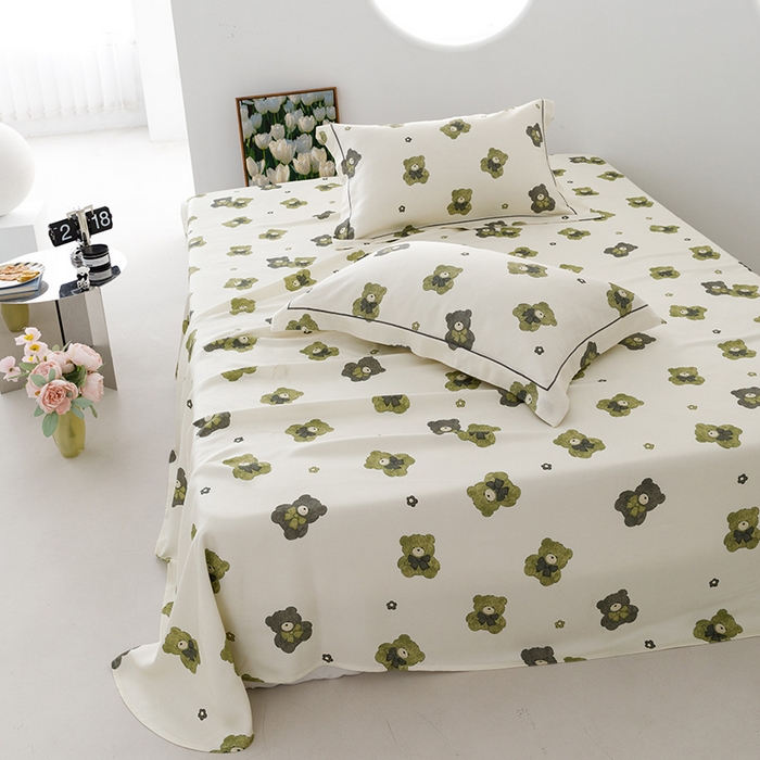 91家纺网 家纺一手货源 找家纺 贝尔 PELLHOME 竹纤维凉席三件套（可抖音代发） 熊熊乐园绿