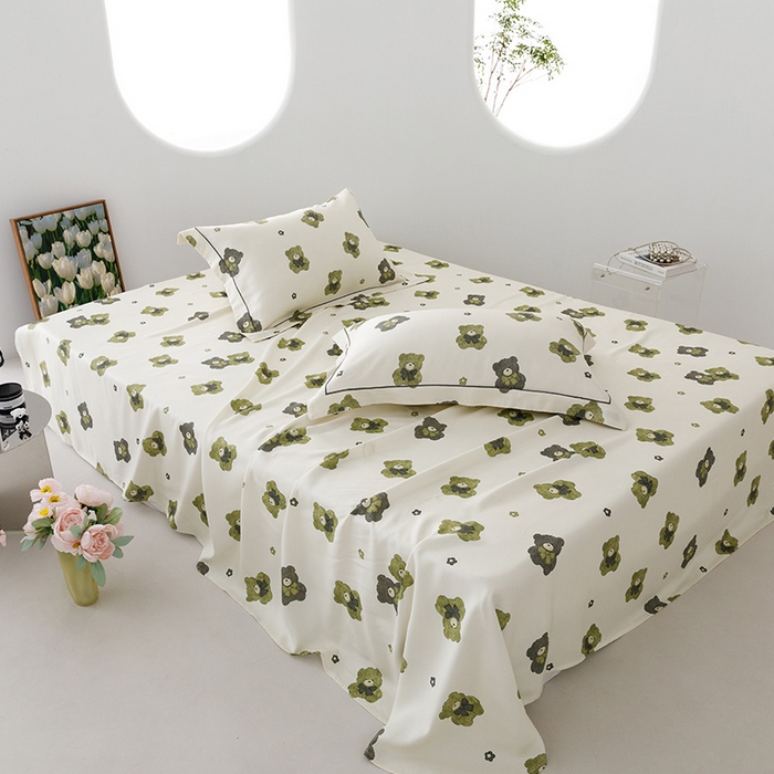 91家纺网 家纺一手货源 找家纺 贝尔 PELLHOME 竹纤维凉席三件套（可抖音代发） 熊熊乐园绿