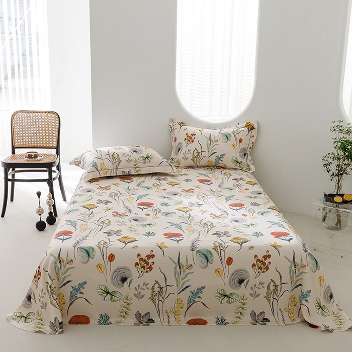 贝尔 PELLHOME 竹纤维凉席三件套（可抖音代发） 炫彩茹伊-卷草花