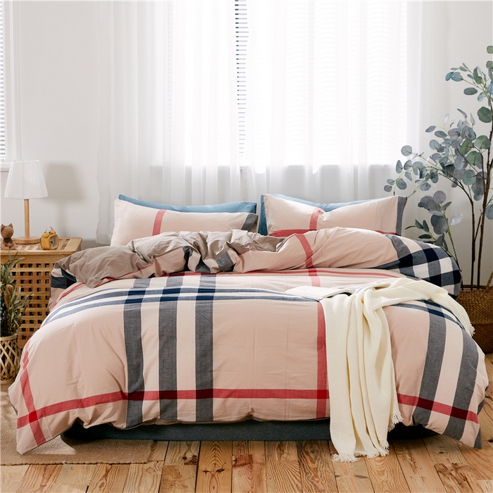 91家纺网 家纺一手货源 找家纺 （总）贝尔 PELLHOME 简约全棉纯棉色织水洗棉1.51.8三四件套（春节不打烊)（可抖音代发）