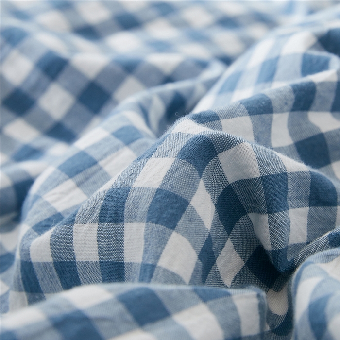 91家纺网 家纺一手货源 找家纺 贝尔 PELLHOME 简约全棉纯棉色织水洗棉1.51.8三四件套（春节不打烊)（可抖音代发） 蓝-小格