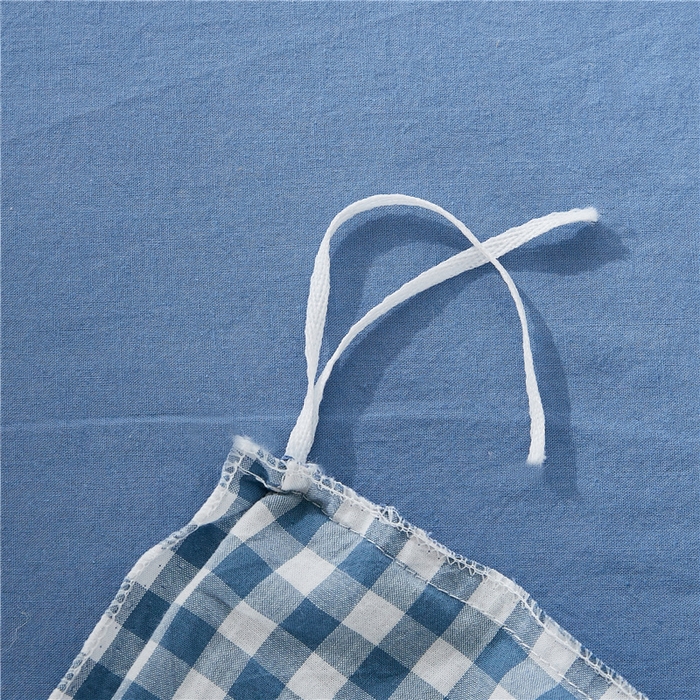 91家纺网 家纺一手货源 找家纺 贝尔 PELLHOME 简约全棉纯棉色织水洗棉1.51.8三四件套（春节不打烊)（可抖音代发） 蓝-小格