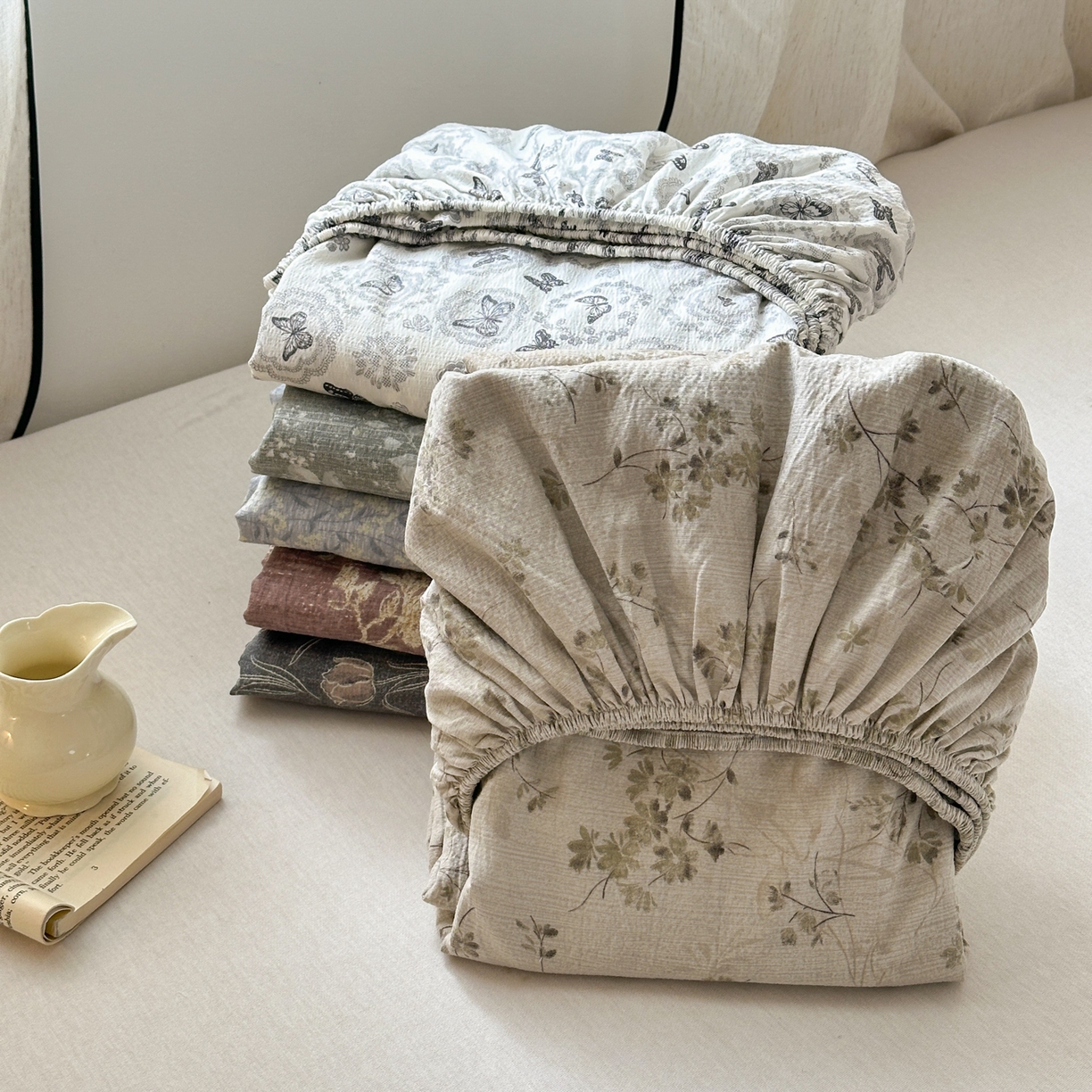 （总）一霖家纺 2025新款仿麻皱皱纱单床笠