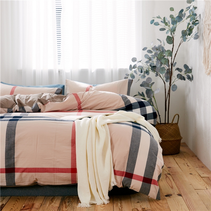 91家纺网 家纺一手货源 找家纺 贝尔 PELLHOME 简约全棉纯棉色织水洗棉1.51.8三四件套（春节不打烊)（可抖音代发） 宝丽-格