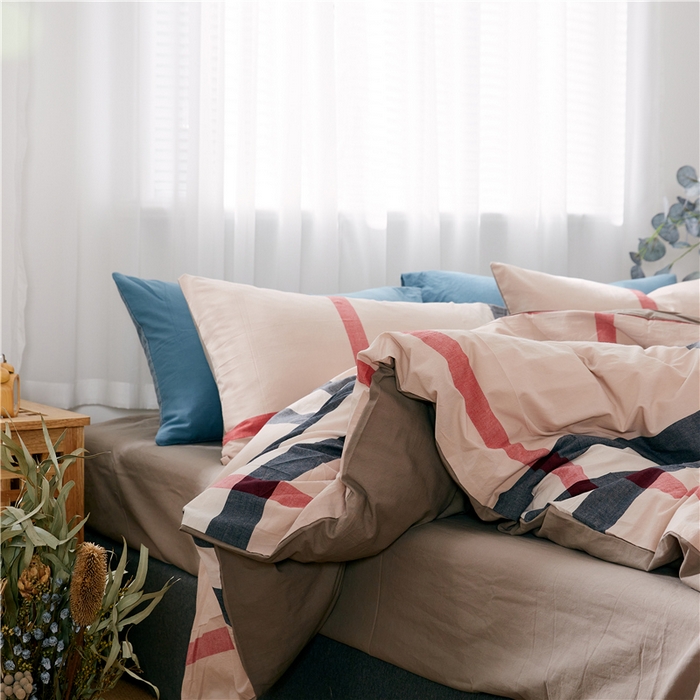 91家纺网 家纺一手货源 找家纺 贝尔 PELLHOME 简约全棉纯棉色织水洗棉1.51.8三四件套（春节不打烊)（可抖音代发） 宝丽-格