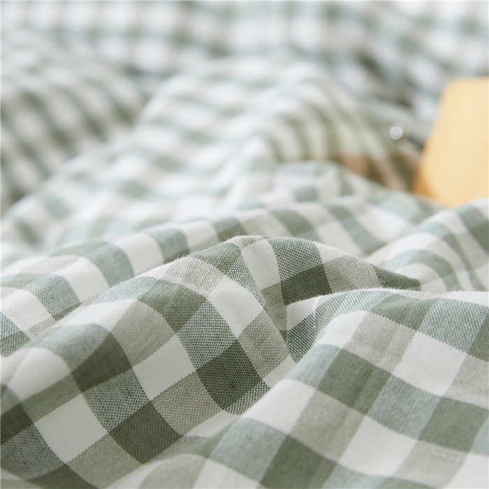 91家纺网 家纺一手货源 找家纺 贝尔 PELLHOME 简约全棉纯棉色织水洗棉1.51.8三四件套（春节不打烊)（可抖音代发） 绿-小格