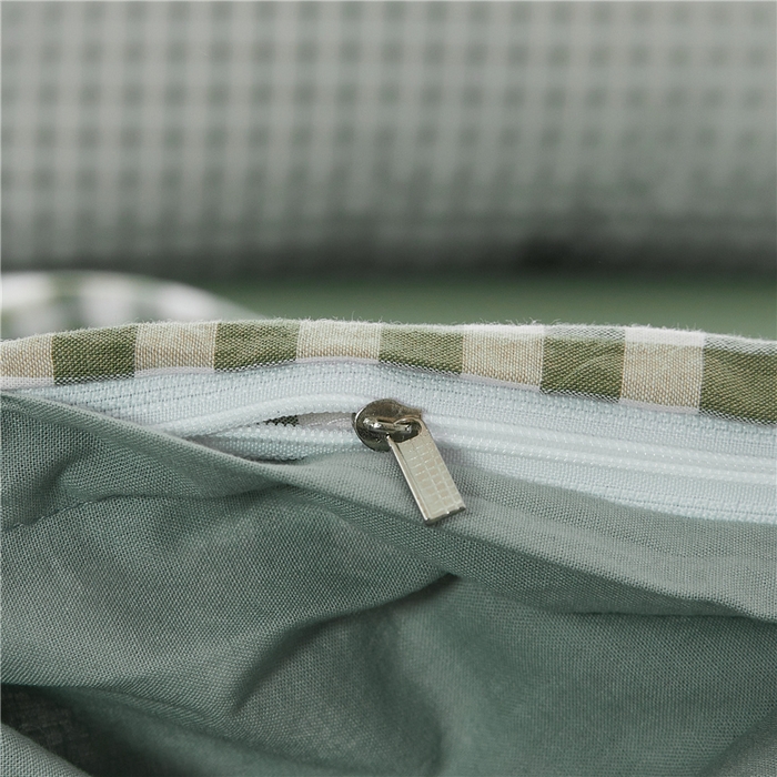 91家纺网 家纺一手货源 找家纺 贝尔 PELLHOME 简约全棉纯棉色织水洗棉1.51.8三四件套（春节不打烊)（可抖音代发） 绿-小格