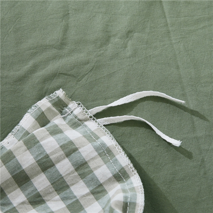 91家纺网 家纺一手货源 找家纺 贝尔 PELLHOME 简约全棉纯棉色织水洗棉1.51.8三四件套（春节不打烊)（可抖音代发） 绿-小格