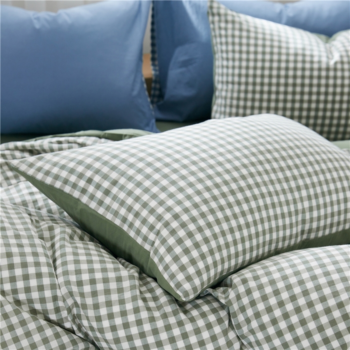 91家纺网 家纺一手货源 找家纺 贝尔 PELLHOME 简约全棉纯棉色织水洗棉1.51.8三四件套（春节不打烊)（可抖音代发） 绿-小格