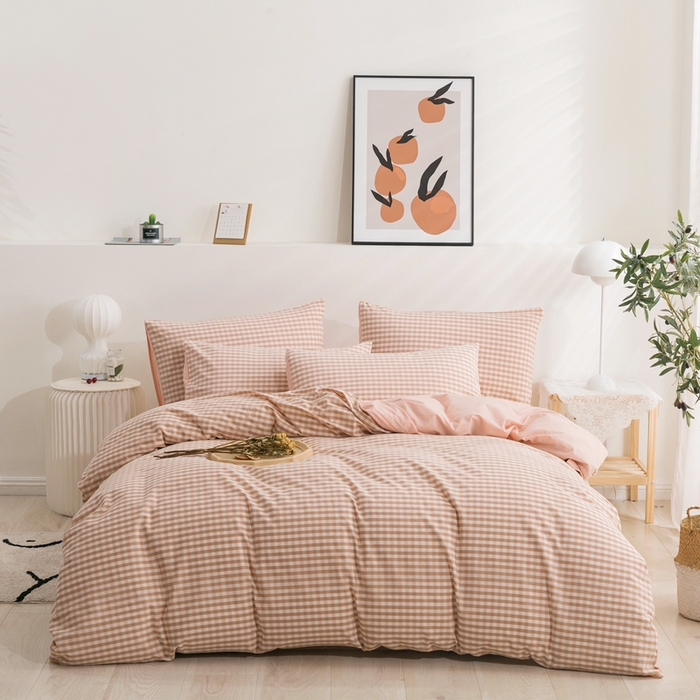 贝尔 PELLHOME 简约全棉纯棉色织水洗棉1.51.8三四件套（春节不打烊)（可抖音代发） 小玉格