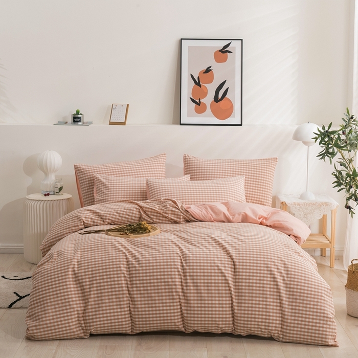 91家纺网 家纺一手货源 找家纺 贝尔 PELLHOME 简约全棉纯棉色织水洗棉1.51.8三四件套（春节不打烊)（可抖音代发） 小玉格