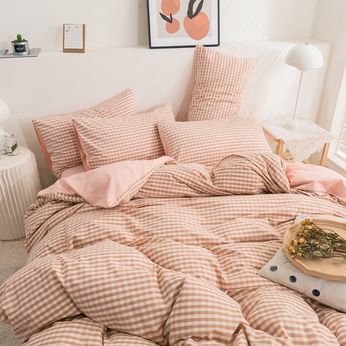 91家纺网 家纺一手货源 找家纺 贝尔 PELLHOME 简约全棉纯棉色织水洗棉1.51.8三四件套（春节不打烊)（可抖音代发） 小玉格