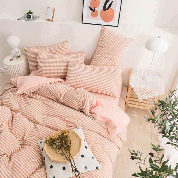 91家纺网 家纺一手货源 找家纺 贝尔 PELLHOME 简约全棉纯棉色织水洗棉1.51.8三四件套（春节不打烊)（可抖音代发） 小玉格