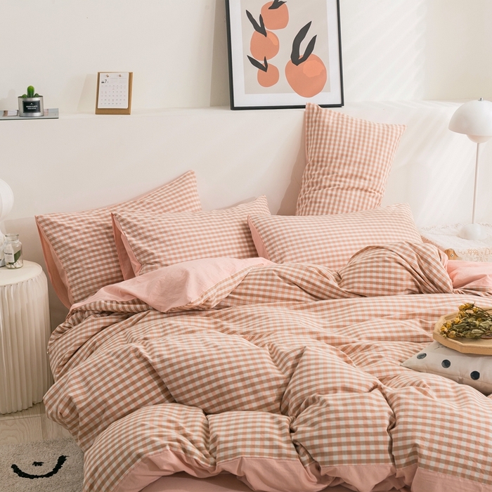 91家纺网 家纺一手货源 找家纺 贝尔 PELLHOME 简约全棉纯棉色织水洗棉1.51.8三四件套（春节不打烊)（可抖音代发） 小玉格