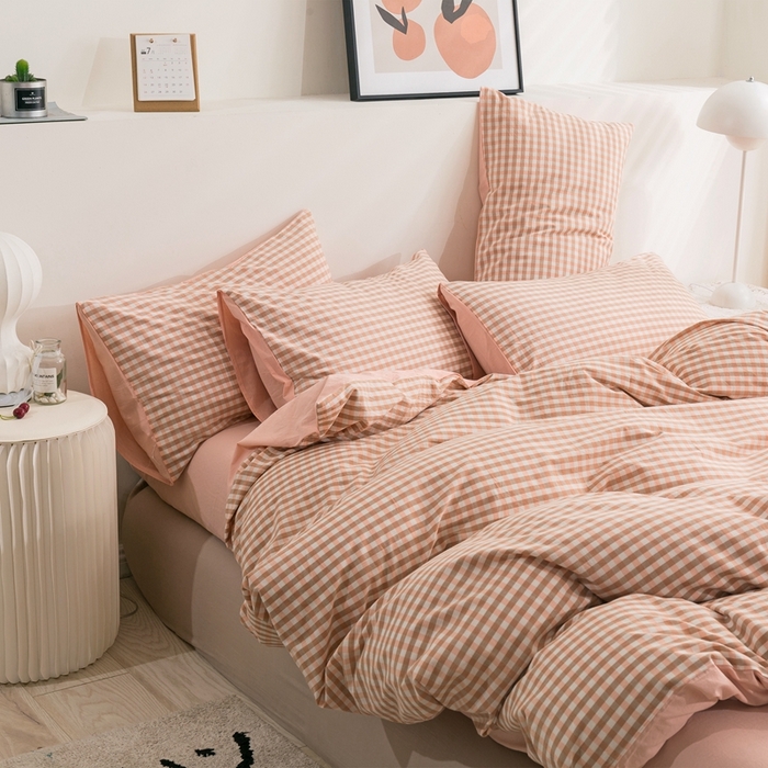 91家纺网 家纺一手货源 找家纺 贝尔 PELLHOME 简约全棉纯棉色织水洗棉1.51.8三四件套（春节不打烊)（可抖音代发） 小玉格