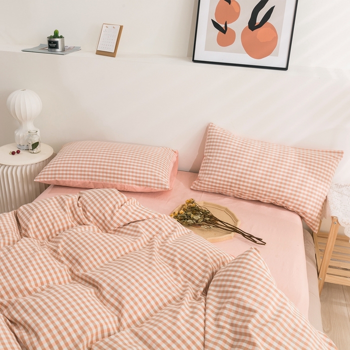 91家纺网 家纺一手货源 找家纺 贝尔 PELLHOME 简约全棉纯棉色织水洗棉1.51.8三四件套（春节不打烊)（可抖音代发） 小玉格