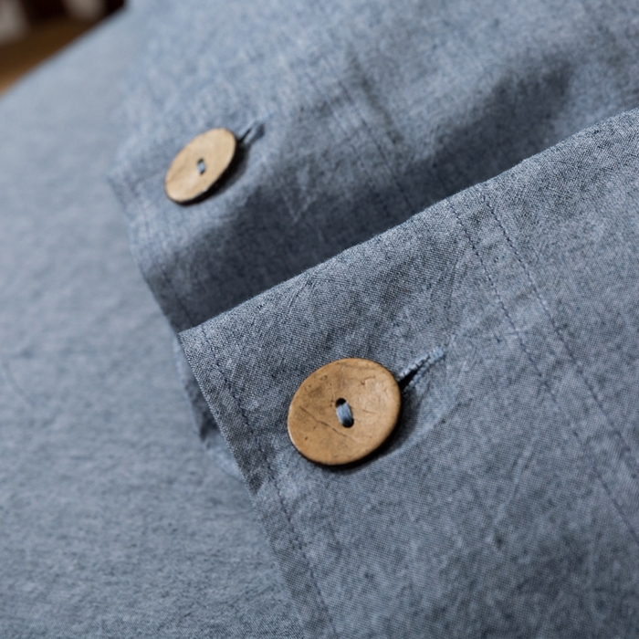 91家纺网 家纺一手货源 找家纺 （总）贝尔 PELLHOME 简约纯色纽扣棉麻亚麻床单被套四件套（春节不打烊)（可抖音代发）