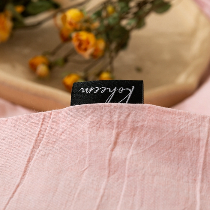 91家纺网 家纺一手货源 找家纺 贝尔 PELLHOME 简约纯色纽扣棉麻亚麻床单被套四件套（春节不打烊)（可抖音代发） 珊瑚粉