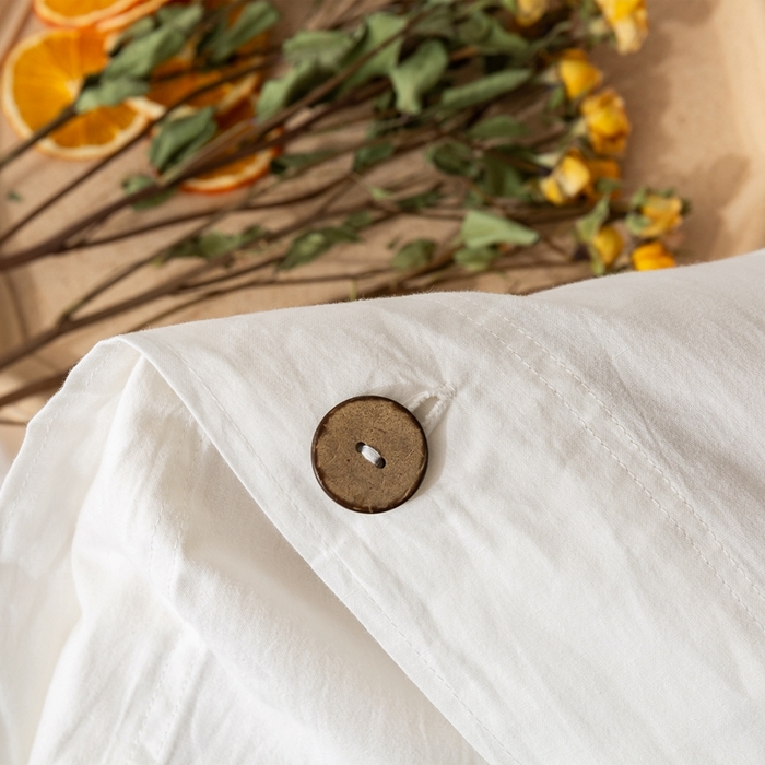 91家纺网 家纺一手货源 找家纺 贝尔 PELLHOME 简约纯色纽扣棉麻亚麻床单被套四件套（春节不打烊)（可抖音代发） 象牙白