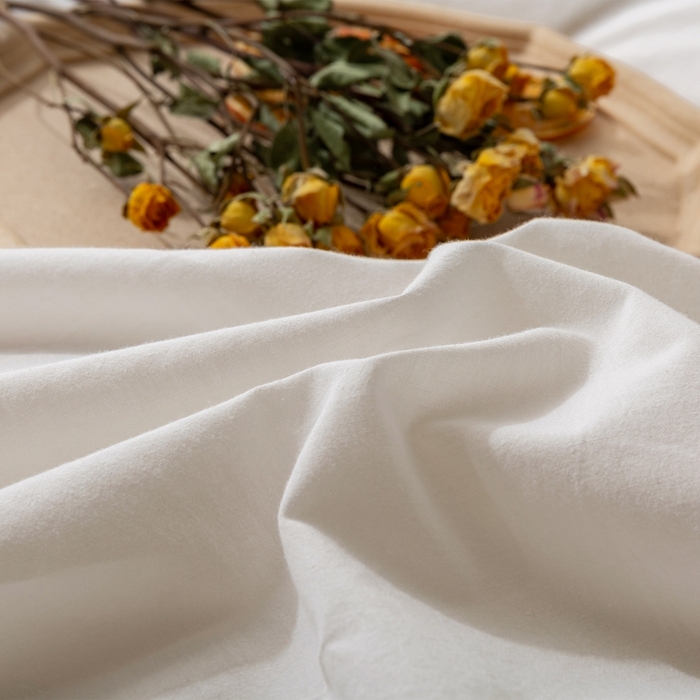 91家纺网 家纺一手货源 找家纺 贝尔 PELLHOME 简约纯色纽扣棉麻亚麻床单被套四件套（春节不打烊)（可抖音代发） 象牙白