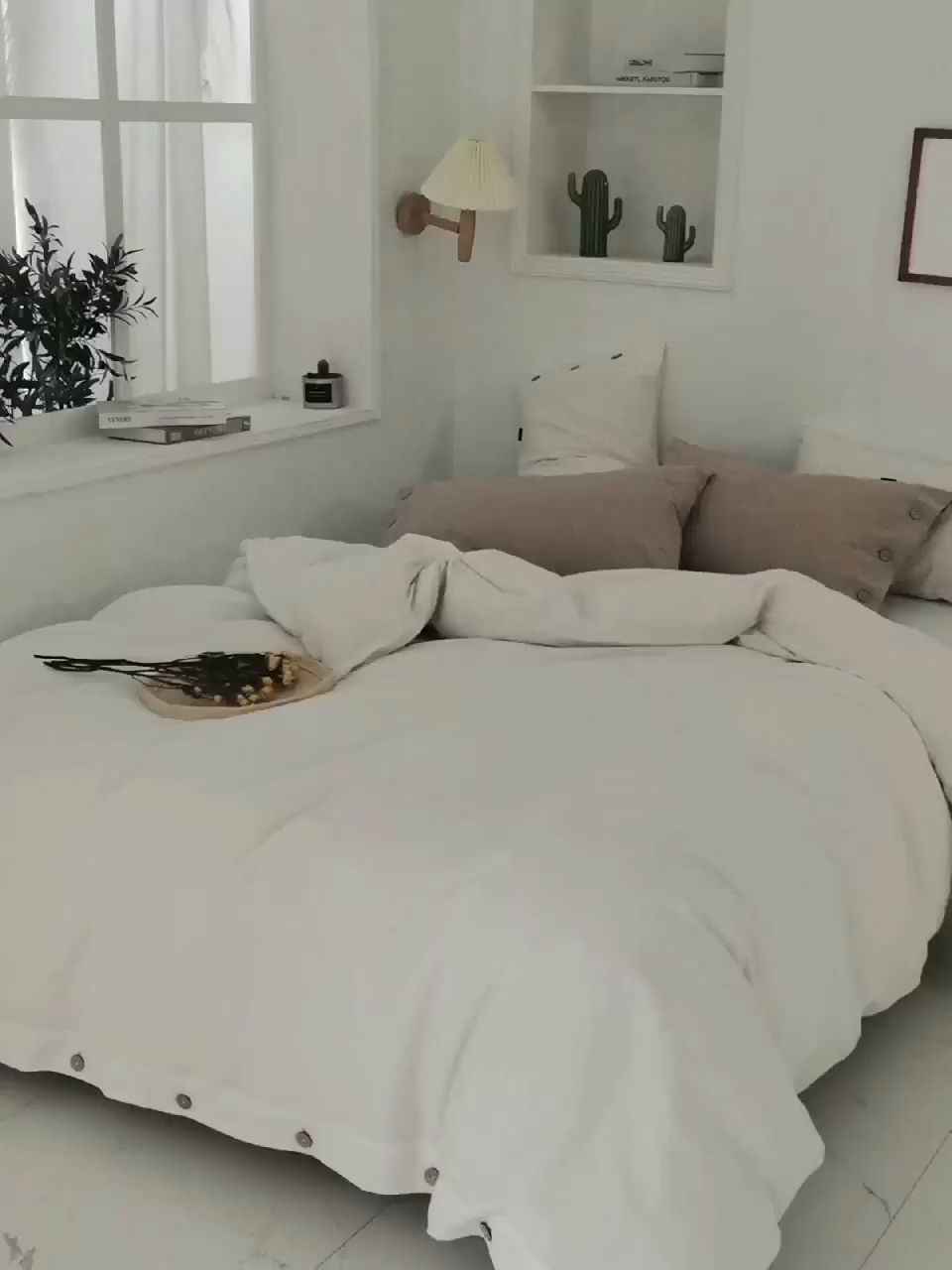 91家纺网 家纺一手货源 找家纺 贝尔 PELLHOME 简约纯色纽扣棉麻亚麻床单被套四件套（春节不打烊)（可抖音代发） 象牙白